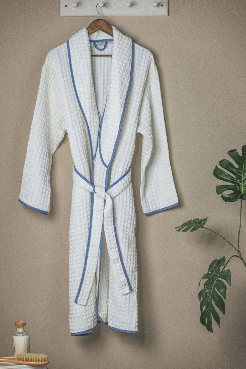 The Bali Market Waffle Weave Turkish Bathrobe - White - SwagglyLife Home & Fashion